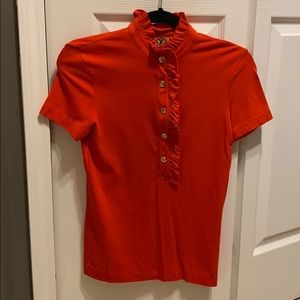 Tory Burch ruffled neck polo
